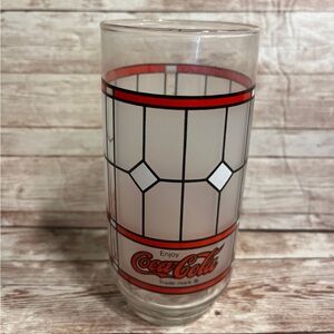 Coca-Cola Coke Frosted Stained Tiffany Style Drinking Glass Vintage